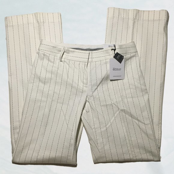Express Pants - Express The Editor White Pin Stripe Wide Leg Dress Pants NWT
